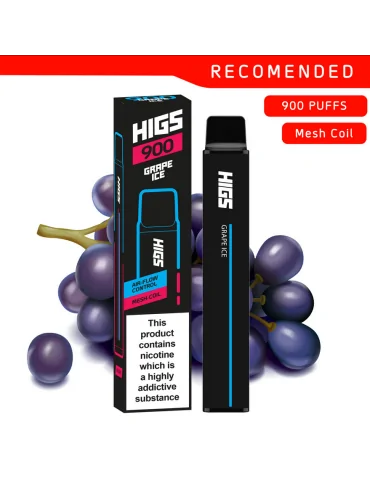 HIGS XL Zero Nicotine Grape Ice Mesh-Coil Disposable E-Cigarette - 0mg Nicotine, 900 Puffs