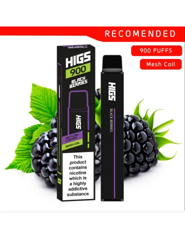 HIGS XL Zero Nicotine Black Berries Mesh-Coil Disposable E-Cigarette - 0mg Nicotine, 900 Puffs