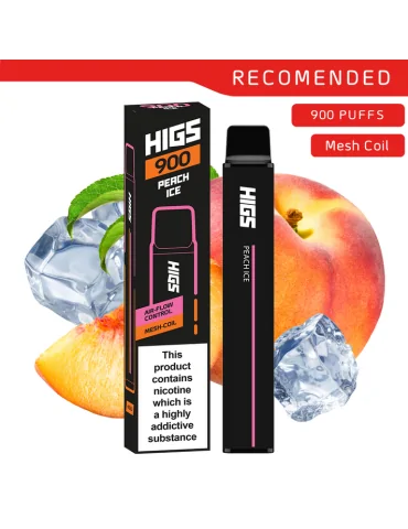 HIGS XL Peach Ice Mesh-Coil Disposable E-Cigarette - 20mg Nicotine, 900 Puffs