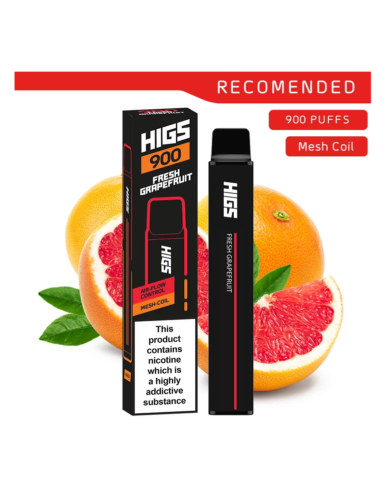 HIGS XL Fresh Grapefruit Mesh-Coil Disposable E-Cigarette - 20mg Nicotine, 900 Puffs